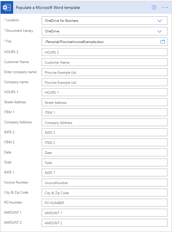 Power Automate Word Template